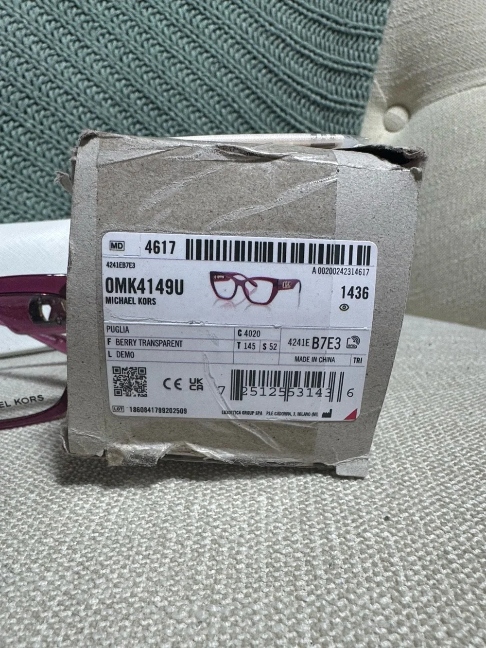 NWT Michael Kors Puglia Berry Transparent Glasses